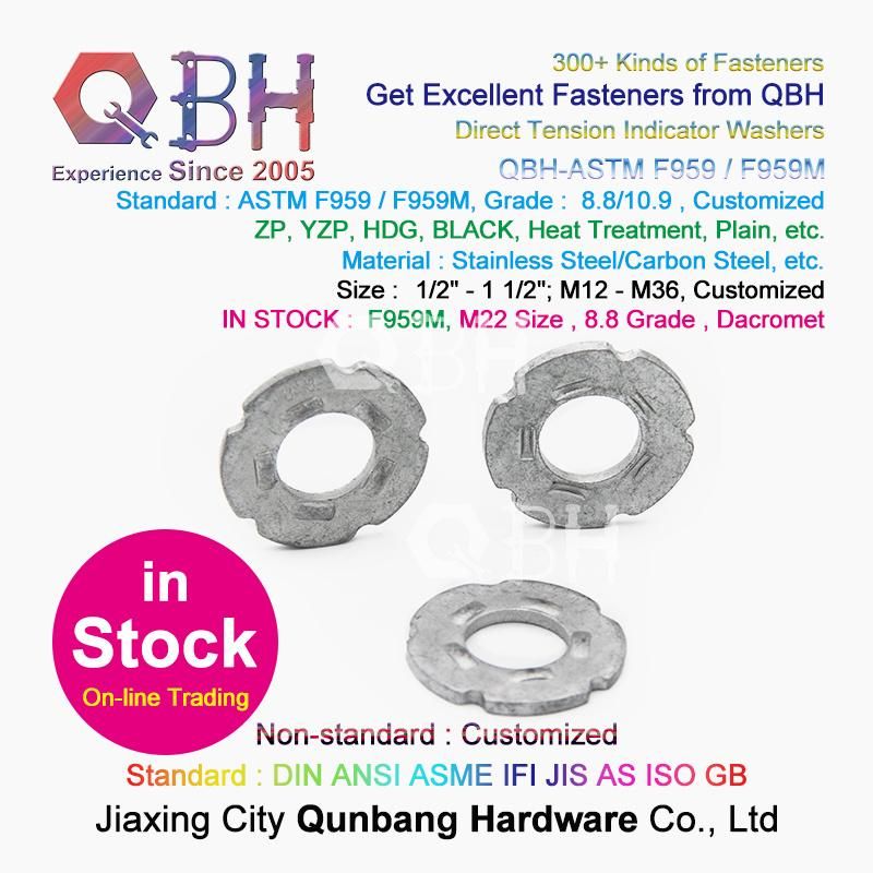 Qbh Customized OEM ODM ASTM F959 F959m Direct Tension Indicator Dacromet Black HDG Zp Yzp Plain Geomet Heat Treatment Washers Shims for A325 / A490 Bolt