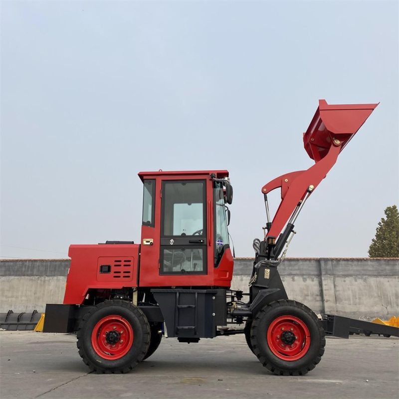 China Factory Wholesale 1/1.2/1.5/2/3tons Small Wheel Loader Small Forklift Skid Steer Loader 4WD Front Loader CE Certification Euro 5 Engine Construction Sit