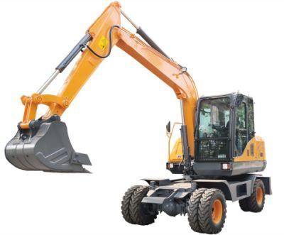 Newly Designed Wheel Excavator 6 Ton 7ton Small/Mini Bagger/Digger/Pelle Machine for Sale