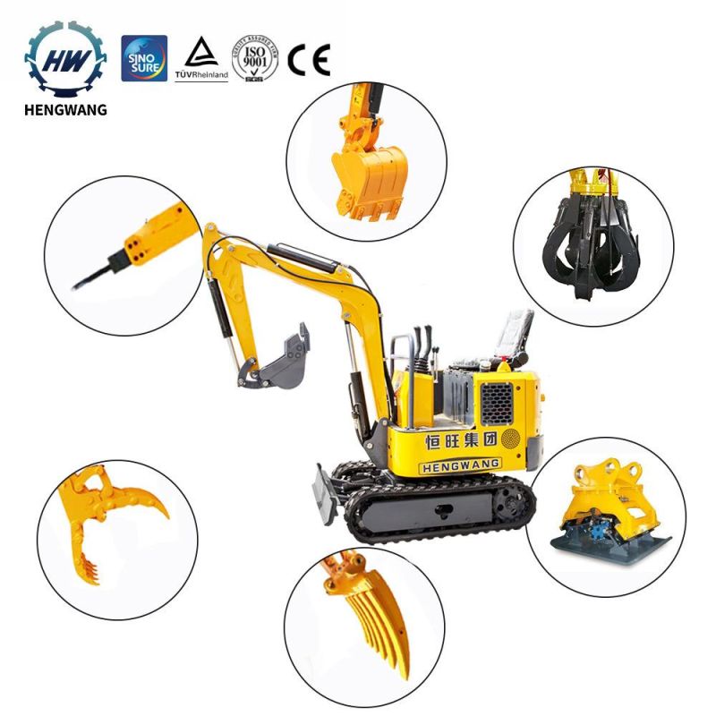 High Efficiency 1 Ton Excavator Hydraulic Pump Diesel Engine Bucket Capacity 0.025cbm Household Excavator