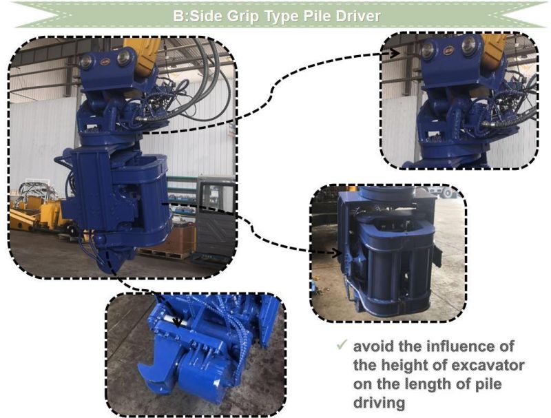 Free Shipping Cat324 Excavator Sheet Pile Vibro Hammer with Installation Pipelines