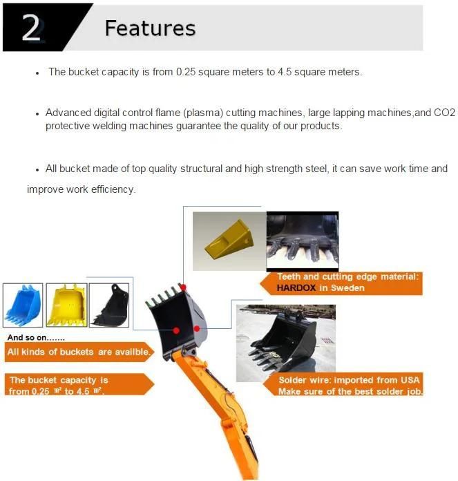 China Factory Construction Machinery Parts Spare Parts Excavator Bucket
