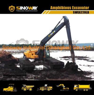 Long Reach Boom Amphibious Excavator Swamp Buggy with Pontoon Undercarriage