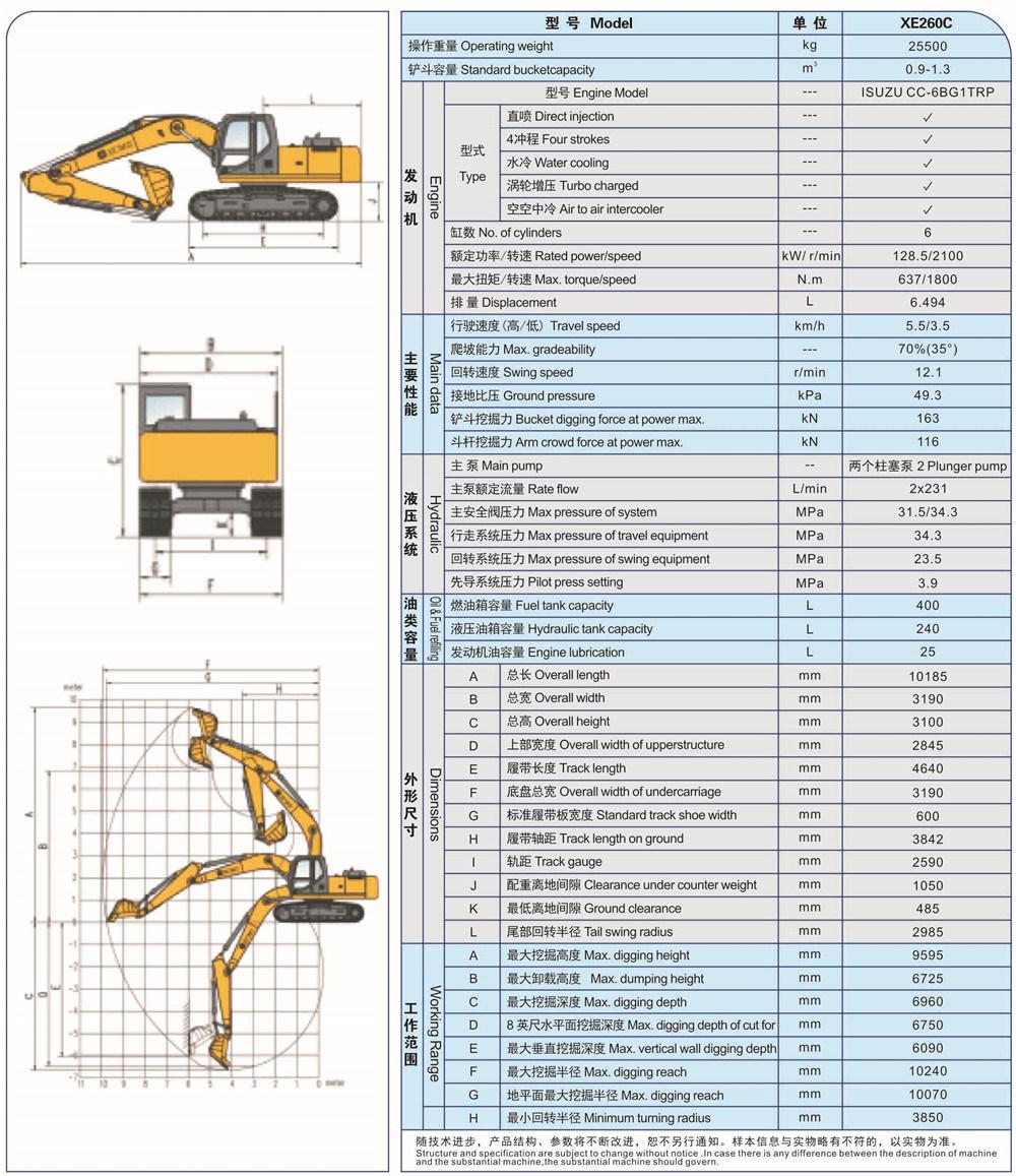 High Quality 26t Crawler Excavator Xe260c Digger for Sale