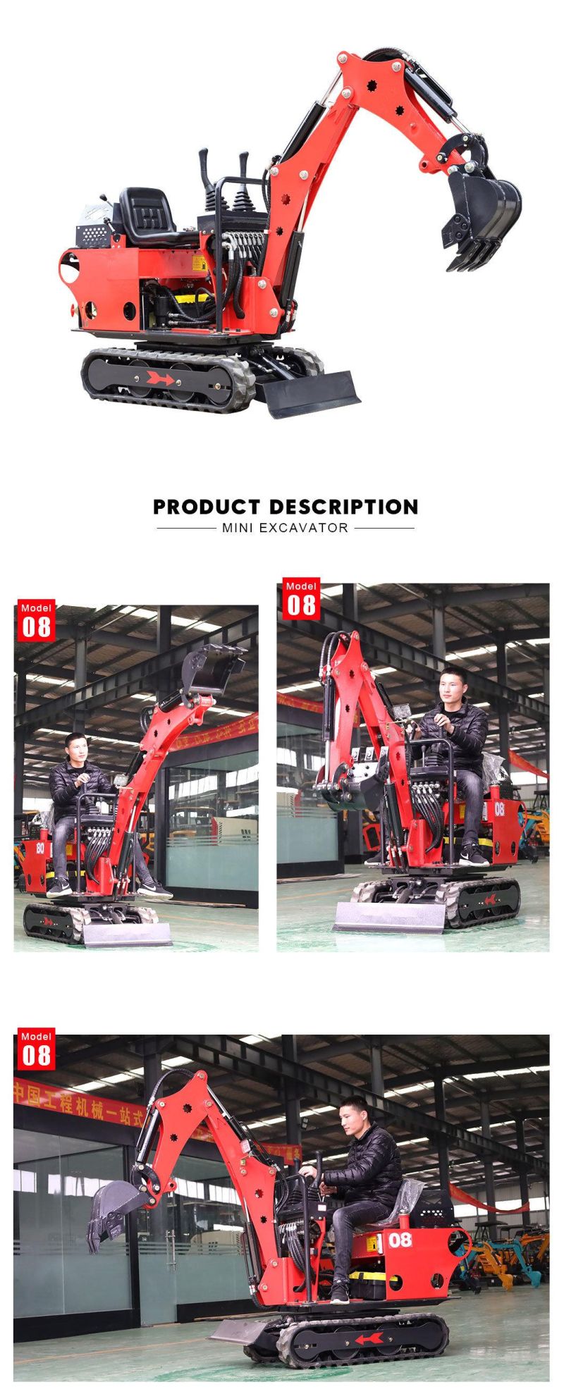 Mini Excavators 800 Kg Hydraulic with Good Price and Parts