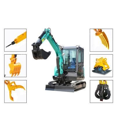 2.8 Ton Easy Maintain Small Crawler Excavators with Enclosed Driving Cab Bucket Capacity 0.1cbm Mini Excavator Price