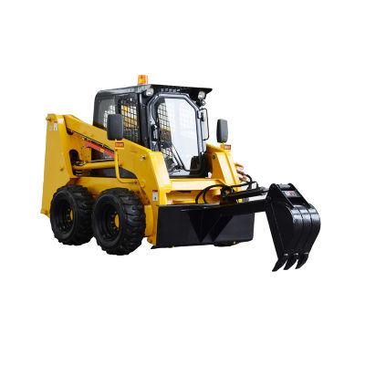 75HP Diesel Engine Type Skid Steer Loader Hq75 with High Flow System and Solid Tyre for Sale