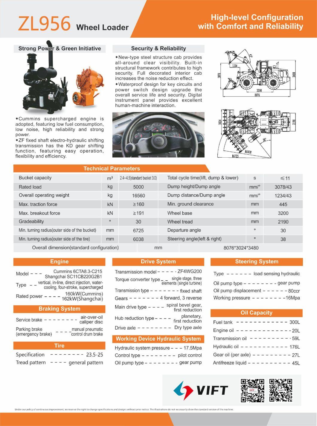 Chinese Loader Flexible 3000kg Locading Capacity Wheel Loader CE Certificate