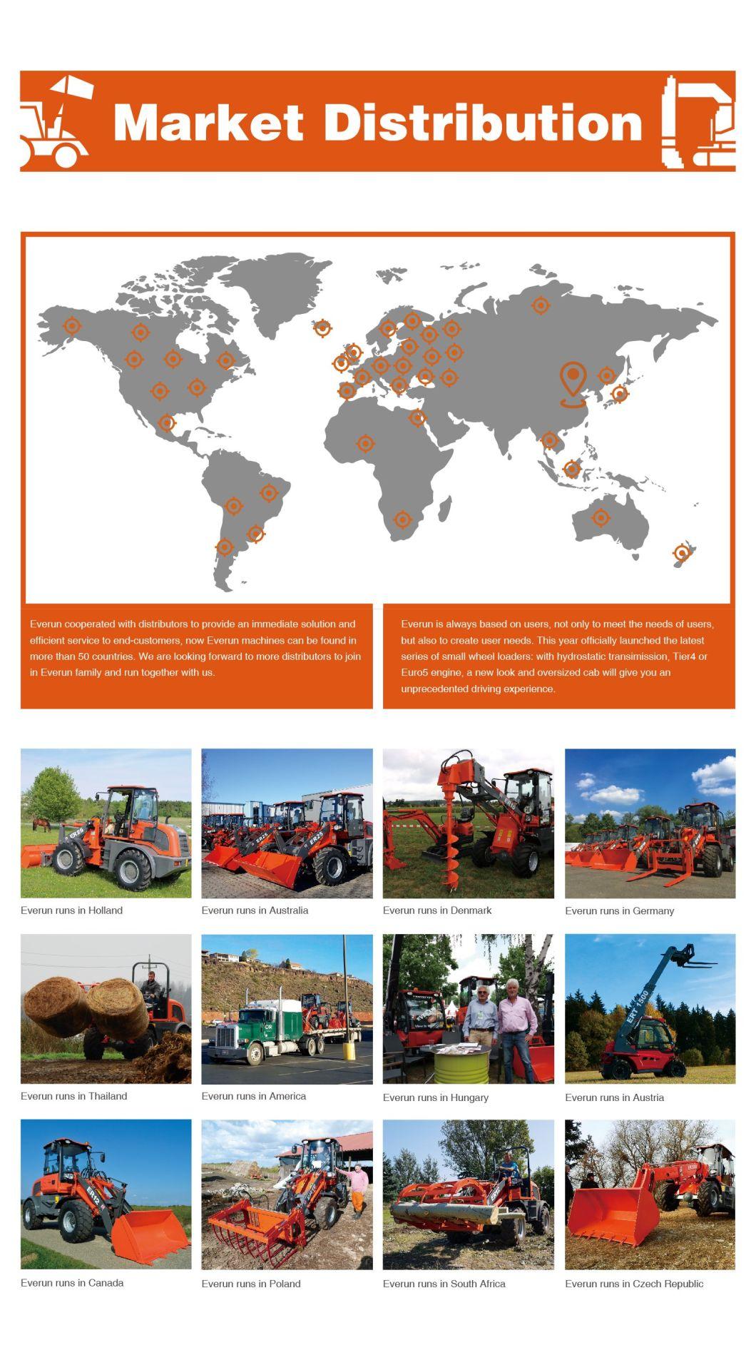 China Everun Er1220 CE EPA Compact Construction Gear Box Agricultural Farm Small Articulated Front End Chinese 1.2ton Mini Bucket Shovel Wheel Loader