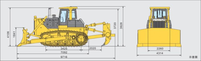 Pengpu Bulldozer Pd410y-2 410HP with Cummins Qsk19-C450 Engine