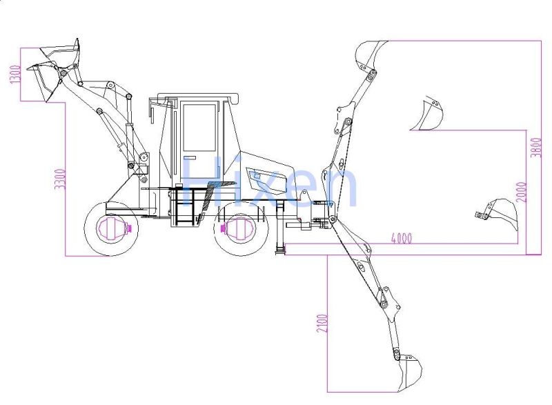 Multifunctional Mini Wheel Tractor Front End Loader Backhoe with Attachments