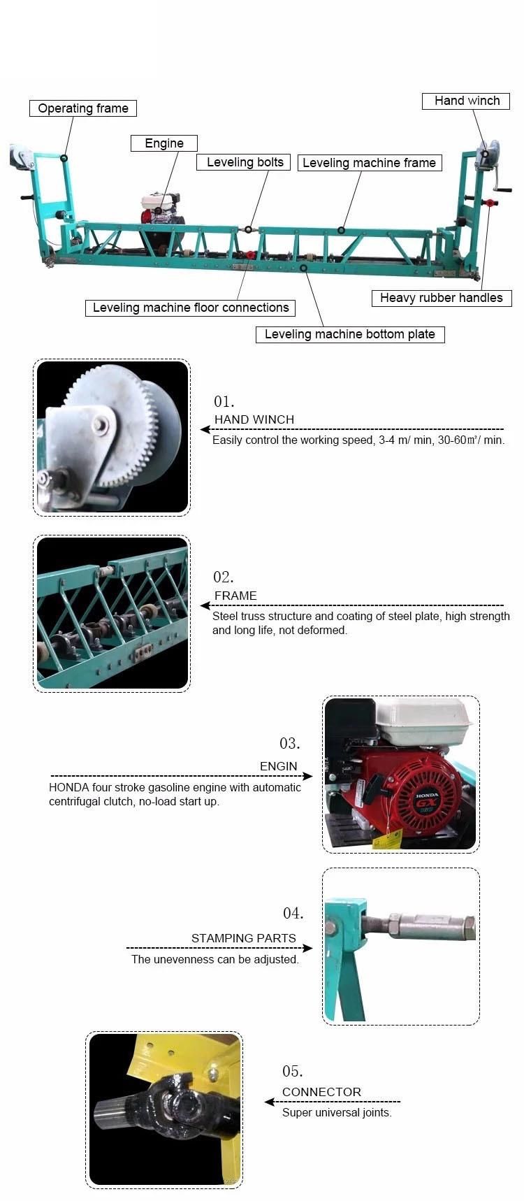 Honda Engine Frame Concrete Leveling Vibratory Truss Screed Machine