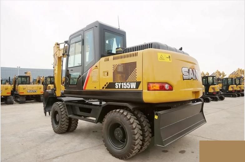 15 Ton Used Secondhand Sany Sy155W Hydraulic Wheel Track Construction Machinery Equipment Backhoe Excavadora Usada Excavatrice Excavator Excavators Medium