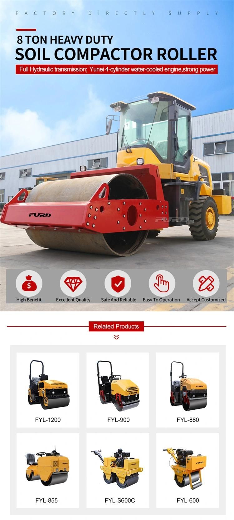 High Efficiency 10ton Exciting Force 8ton Hydraulic Vibration Road Roller