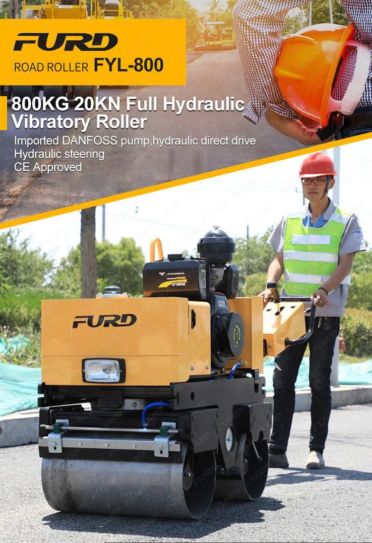 CE 800kg CVT Hydraulic Turning Mini Vibratory Roller