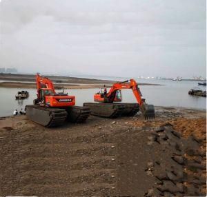 21tons Hydraulic Amphibious Excavators with Additional Side Pontoons and Swamp Pump