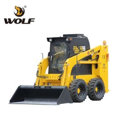 China Manufacturer Wolf CE/EPA Approved 45HP Best/Mini Skid Steer Loader with Quick Hitch/Fork/Bucket