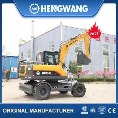 Construction Machinery Wheeled Diggers 8 Tons Hydraulic Digging Machine Mini Wheel Excavator