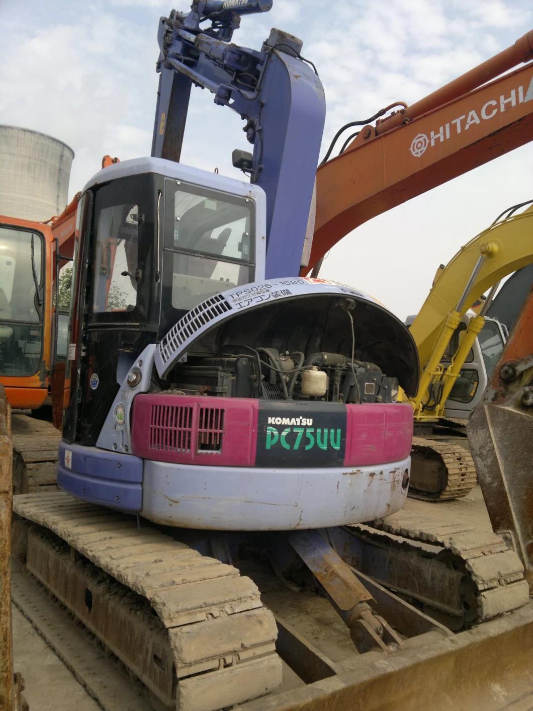 Japan Original Rubber Track 7t Used Komatsu PC75uu Excavator
