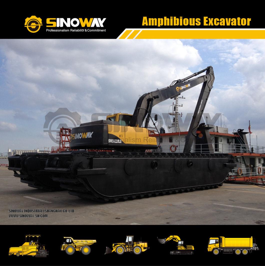 Amphibian Excavator Sinoway Land and Water Excavator with Floating Pontoon for Sale