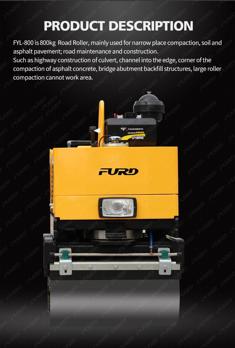 Walk Behind 800kg, 1 Ton, 2 Ton Vibratory Hand Pedestrian Roller Asphalt Road Roller