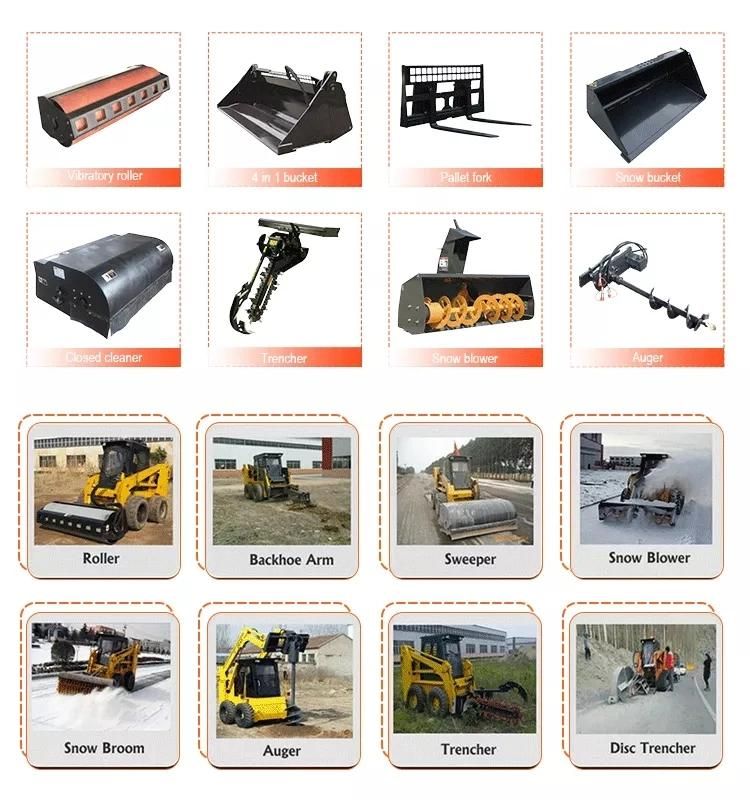 CE ISO EPA Liftor New Mini 50HP 65HP 75HP 85HP 1t 2t 3t 5t Skid Steer Loader Micro Wheel and Track Steer Skid Loader with Attachment Parts Price for Sale