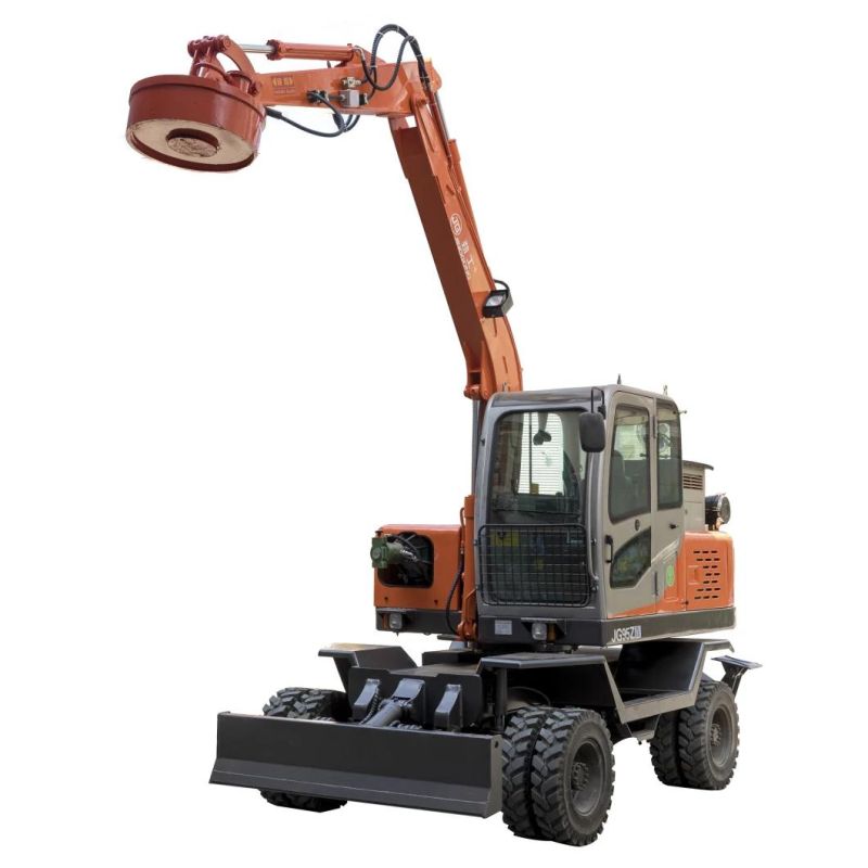 Wheel Excavator Metal Scraps Lifting Chunk Electromagnet Suck Wheeled Excavator