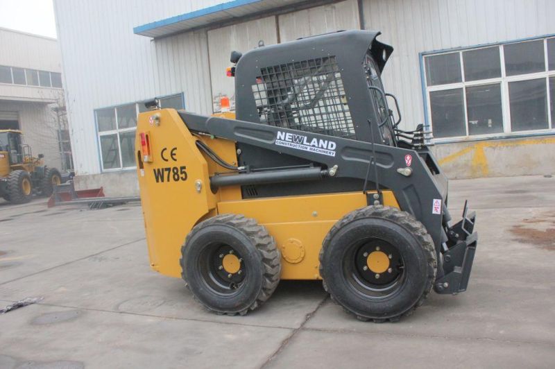 China 85HP Newland W785 Wheel Skid Steer Loader for Sale with Rated Load 1050kg