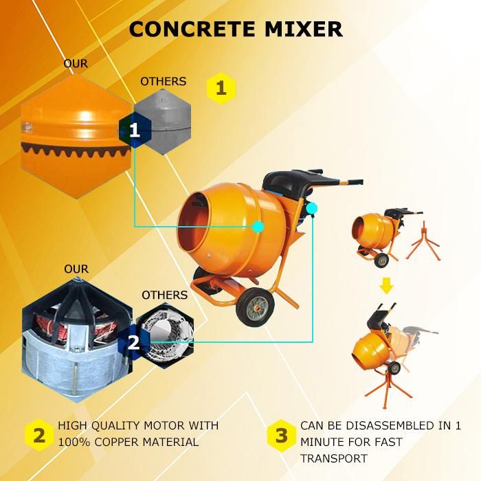 Horizontal Portable Concrete Mixer with Stander