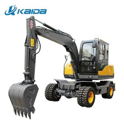 Full Hydraulic Steering Excavators on Wheels Made in China Cheap with Breaker