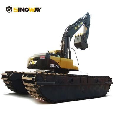 Good Price Land and Water Excavator with Floating Tank Pontoon Tracks Mini Amphibious Swamp Buggy Excavator with Dredging Bucket for Sale
