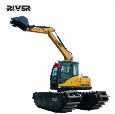 River-75 Hot Sale China Supplier Mini Excavator with 7.5 Tons Weight Floating Pontoon Customized Amphibious Excavators Swamp Marsh Buggy