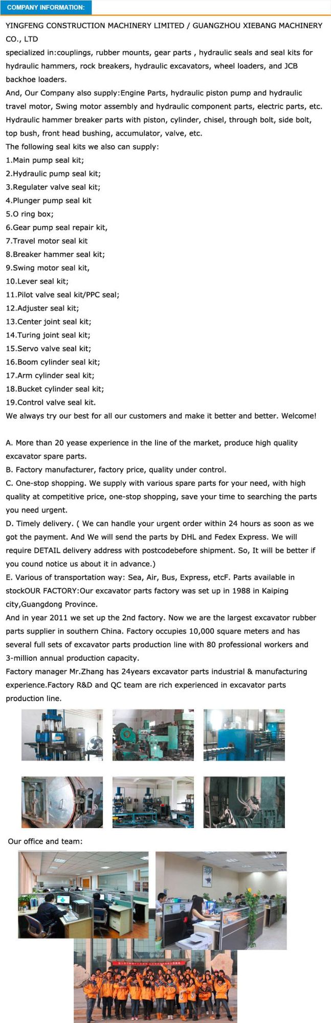 General GB630 Breaker Seal Kit General GB630 Hammer Seal Kit