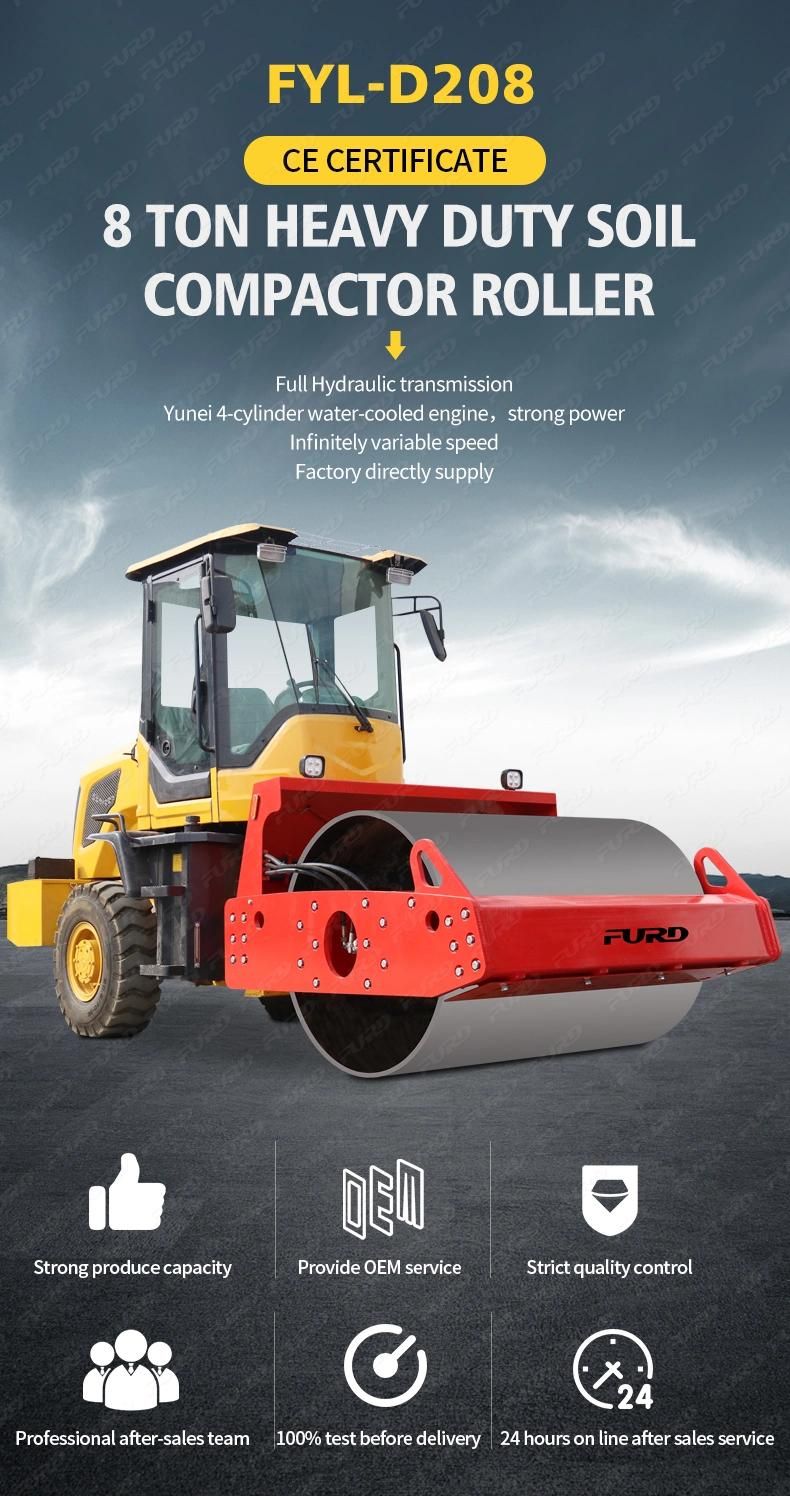 Construction Machinery 8 Ton Weight Vibrator Ride on Road Roller for Sale