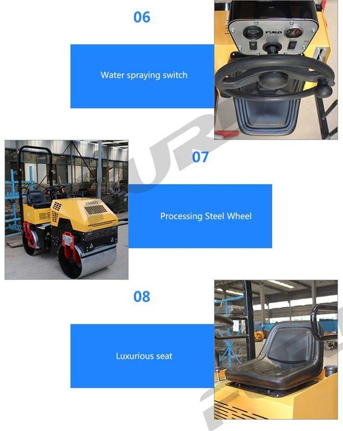 Double Drum Mini 1 Ton Road Roller Compactor Machine (FYL-880)