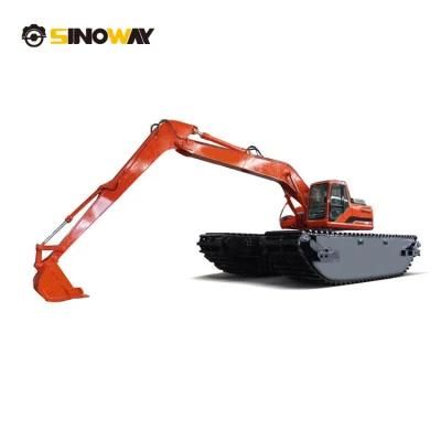 Doosan Long Reach Arm Amphibious Excavator with Floating Pontoons for Sale