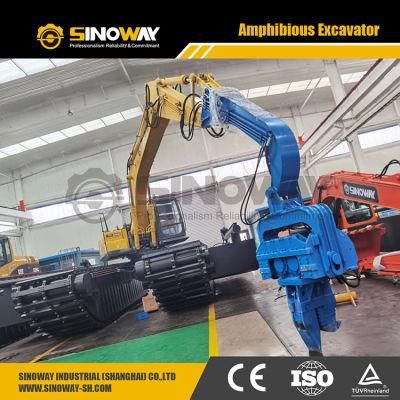 Sinoway Amphibious Excavator with Hydraulic Vibrating Pile Driver
