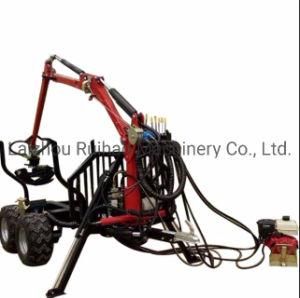 Supplier ATV Timber Lift Factory Farm Forestry Trailer with Crane Grapple Winch Power Unit for Sale