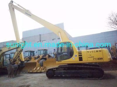 Good Condition Second Hand Hydraulic Excavator Komastu PC220 Excavator with Long Reach Boom