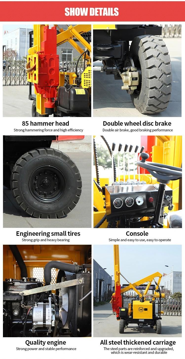 Wheels Guardrail Pile Driver Made in China