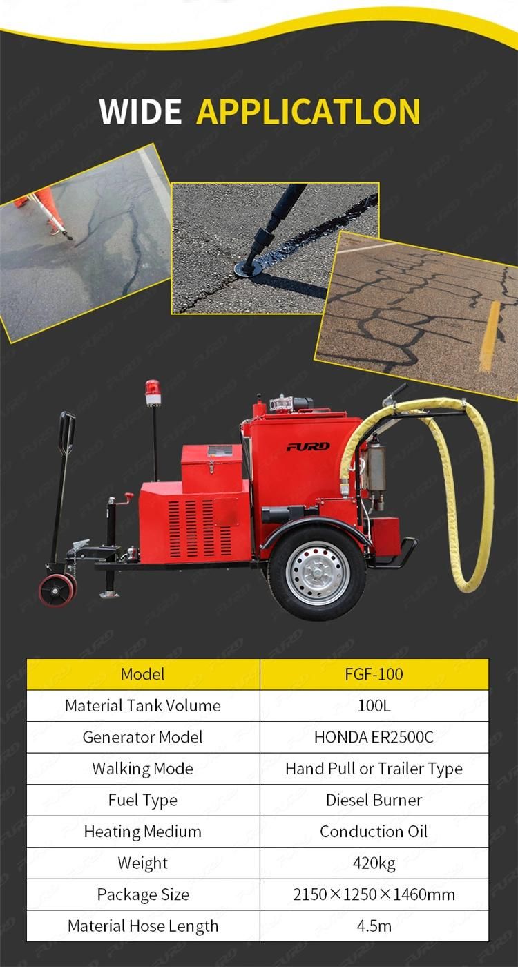 Trailer Crack Joint Sealing Machine 100 L Tank Asphalt Road Crack Sealing Machine Fgf-100