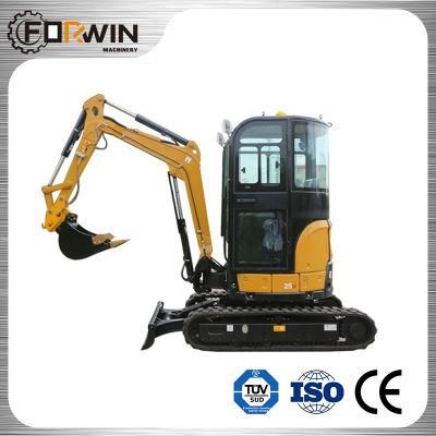 CE EPA 2.7 Ton Fw25u Mini and Compact Rubber Crawler Belt Track Excavators with Cabin for Sale