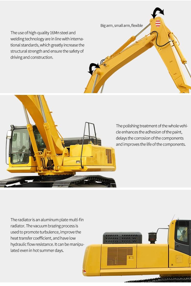 6 Cylinders 220 Kw Long Boom Heavy Duty Excavator with Hammer