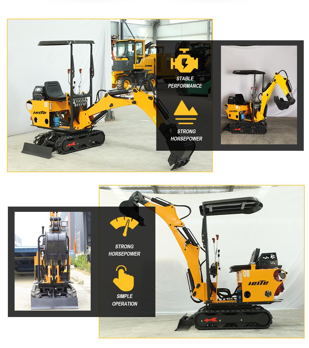China 0.8 Ton Crawler Mini Excavators Price Home Orchard Greenhouse Farm Courtyard with Side Swing Function for Sale