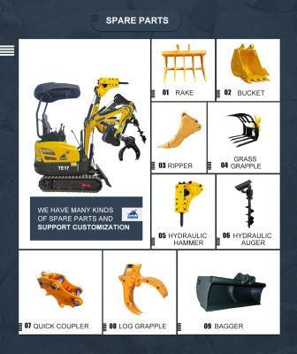 Hot Sale China Toros 1.41 Ton Backhoe Mini Hydraulic Crawler Excavator/ Te17/CE ISO EPA/ Strong Power for Farm Garden Construction