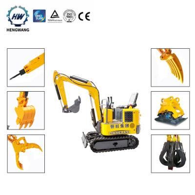 High Efficiency 1 Ton Excavator Hydraulic Pump Diesel Engine Bucket Capacity 0.025cbm Household Excavator