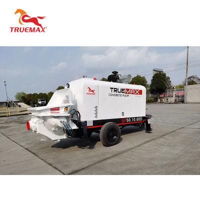 Hot Selling Concrete Machinery Truemax Sp50.10.60d Cement Stationary Putzmeister Diesel Trailer Concrete Pumps for Sale