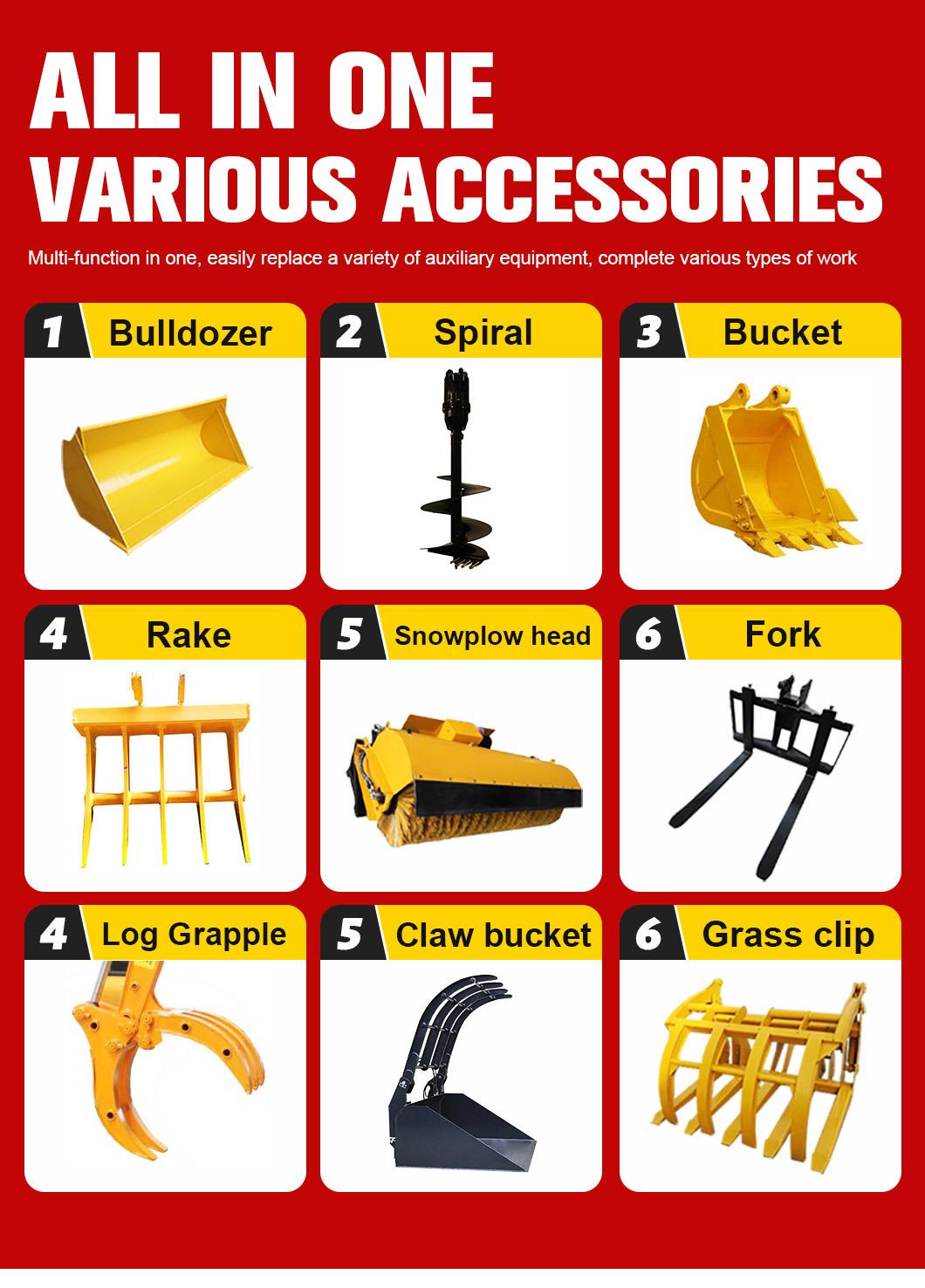 Manufacturer Mini Loader 4WD with Front End Loader and Backhoe Mini Yellow Green Unique Training Long Power ISO