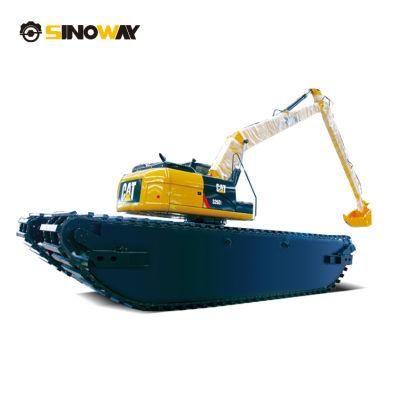 Used Cat320 Floating Excavator with 15m Long Reach Arm for Swamp and Marsh Construction