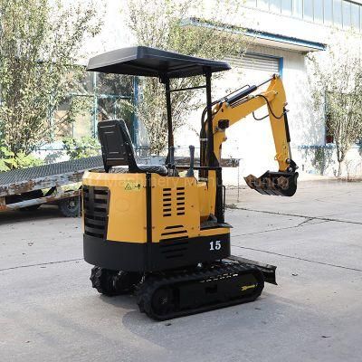 Mini Excavator Farming Machinery 1.5 Ton Digger Excavator with Roof